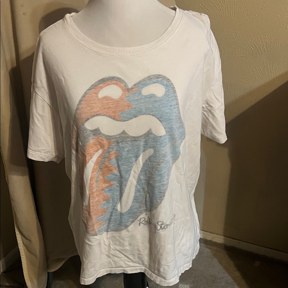The Rolling Stones White and Blue Graphic Tee